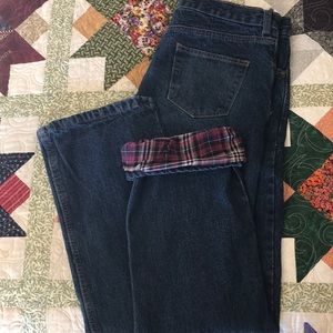 Brand new never worn flannel lined jeans no length but probably 32-34.